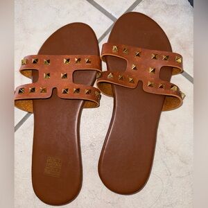 Brown Studded Sandals